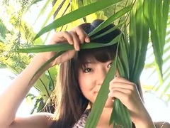 Find-Best-Lingerie.com presents: Slender asian with sexy small tits teases solo outdoors