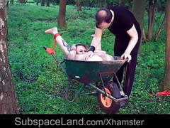 Find-Best-Lingerie.com presents: Young slave get tied up and fucked in the garden