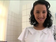 Find-Best-Lingerie.com presents: Footjob from nurse in sexy white stockings