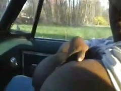 Find-Best-Lingerie.com presents: Black bbw with big tits sucking dick in a car.
