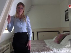Find-Best-Lingerie.com presents: German female real estate agent secretary in pantyhose fuck