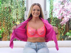 Find-Best-Lingerie.com presents: Alexis jerks a dick with her big boobs before fucking on the sofa