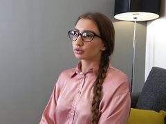 Find-Best-Lingerie.com presents: Hot brunette english tutor fucks hard and gets in her mouth!