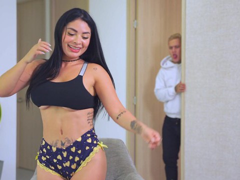 Find-Best-Lingerie.com presents: Brunette alejandra palacios with hot ass sucking a hard cock