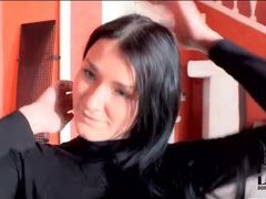Find-Best-Lingerie.com presents: Blue eyed girl in black turtleneck strips