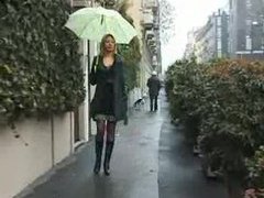 Find-Best-Lingerie.com presents: Skirt and boots babe flashes in public