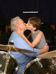 Find-Best-Lingerie.com presents: Teenie tasting the cumload from a grey old male drummer