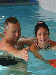 Find-Best-Lingerie.com presents: Brunette teenage beauty fucked by a horny swim teaching paps