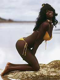 Find-Best-Lingerie.com presents: Amazing long hair ebony babe in bikini sexy posing outdoor