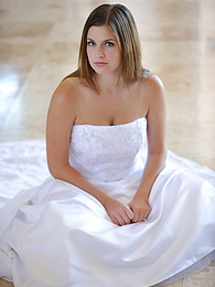 Find-Best-Lingerie.com presents: Busty glamorous amateur Danielle models wedding gown indoors & by the pool