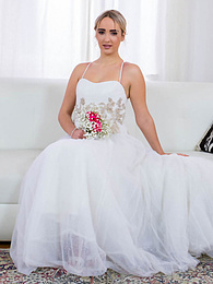Find-Best-Lingerie.com presents: Blonde bride Anna Khara has sex with the groom and a photographer at once