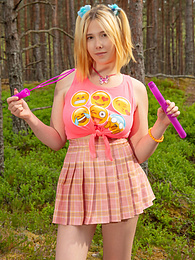Find-Best-Lingerie.com presents: Naughty teen girl strips down outdoors exposing her juicy naked body, big tits and hot pussy