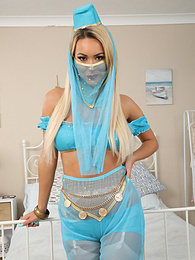 Find-Best-Lingerie.com presents: Lauren Louise from Layered-Nylons as a sexy genie wearing sheer pantyhose over white stockings