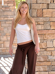 Find-Best-Lingerie.com presents: Light-Haired american cutie Summer Solstice removes her clothes and toys her twat