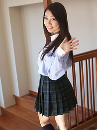 Find-Best-Lingerie.com presents: Asian schoolgirl Tomoyo Hoshino strips to stockings and poses outdoors
